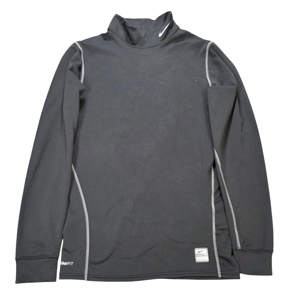 Nike Pro Mock Neck Training Top Women's Size M Black Long Sleeve Base Layer